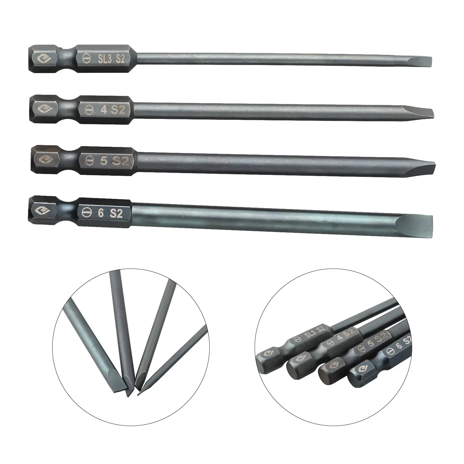 Screw Driver Bit Slotted Screwdriver Carpentry Work Shank Size 6.35mm Hex Slotted Tip Antirust Electric Drills