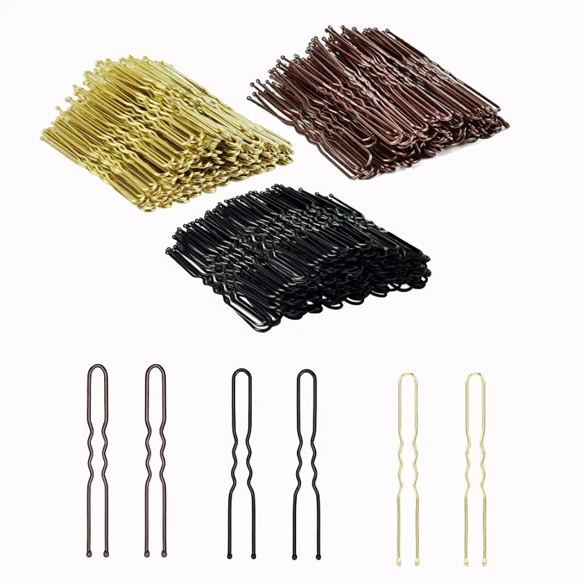 Basic U Shaped Gold Brown Plated Metal Hairpin Invisible Hair Styling Bobby Pin Salon Hair Accessories Safe Hair Grip for Bun