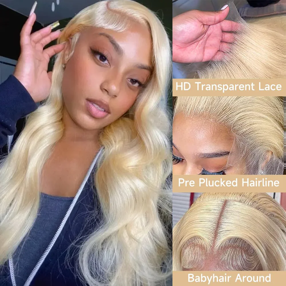 613 Body Wave HD Transparent Lace Frontal Human Hair Wig Honey Blonde 13x4 13x6 Lace Front Brazilian Wigs Pre Plucked 42 46 Inch