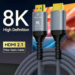 MIZIQIER 8K światłowodowy kabel HDMI 2.1 10M 15M 20M 30M 8K60hz 4K120 144hz, 48Gbps kompatybilny z PS5 PS4 Xbox RTX3080 3090