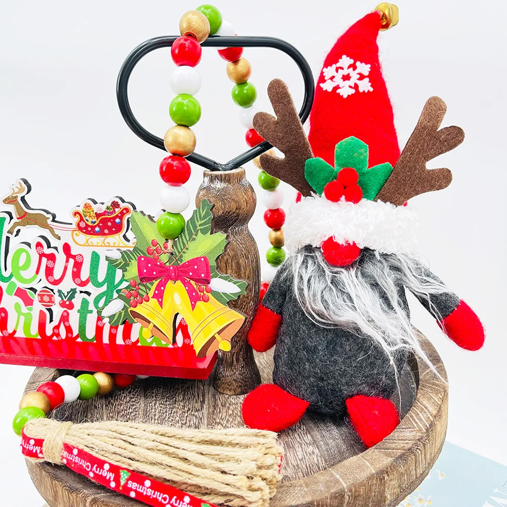 

Wooden Bead Garland Pendant Hemp Rope Tassel Decor For Christmas Door Window Mantel Hanging Decoration Wood Bead Garland