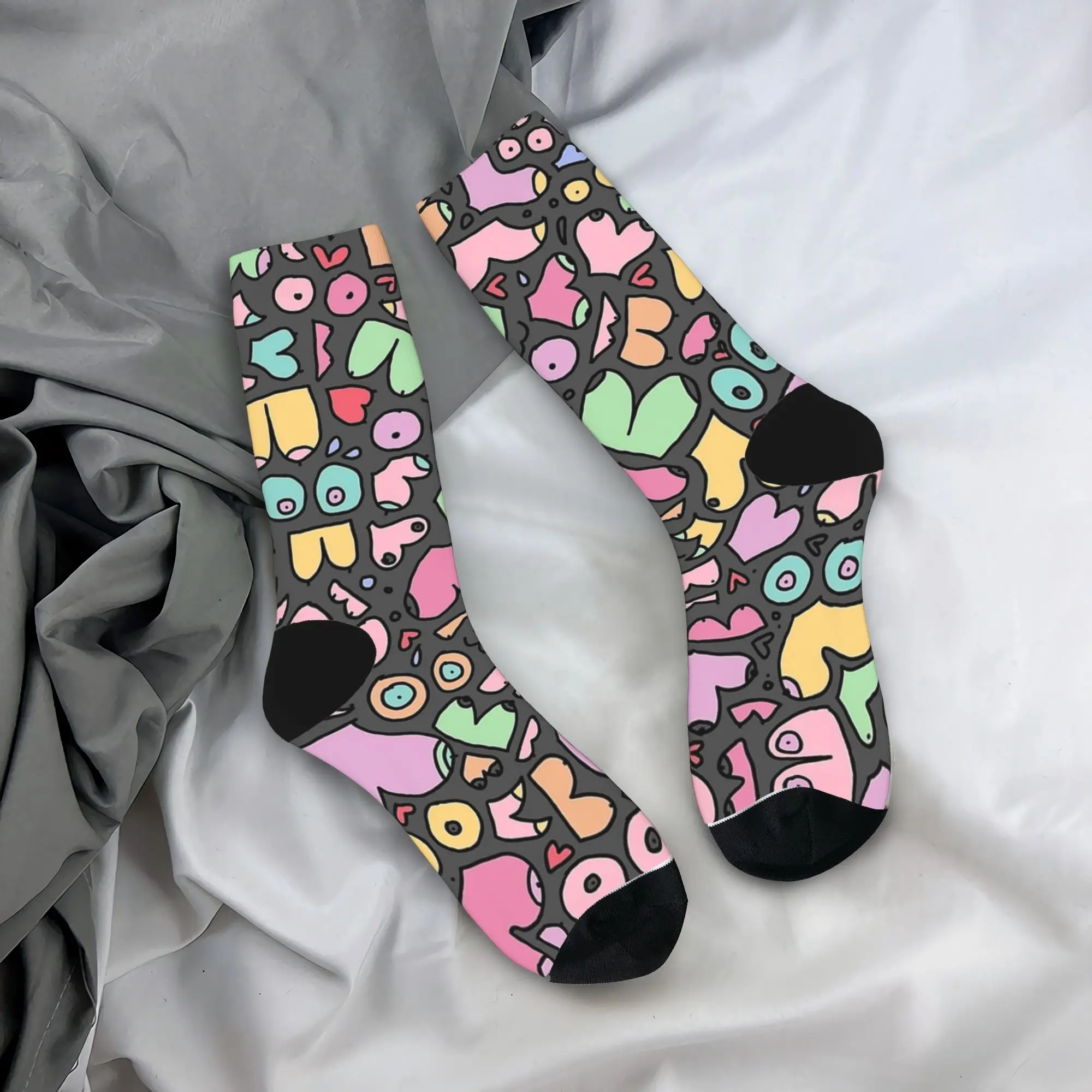 Tit land Boobs Print Socks  Graphic Stockings Non-Slip Men Socks Warm Soft Spring Trendy Running Sports Socks