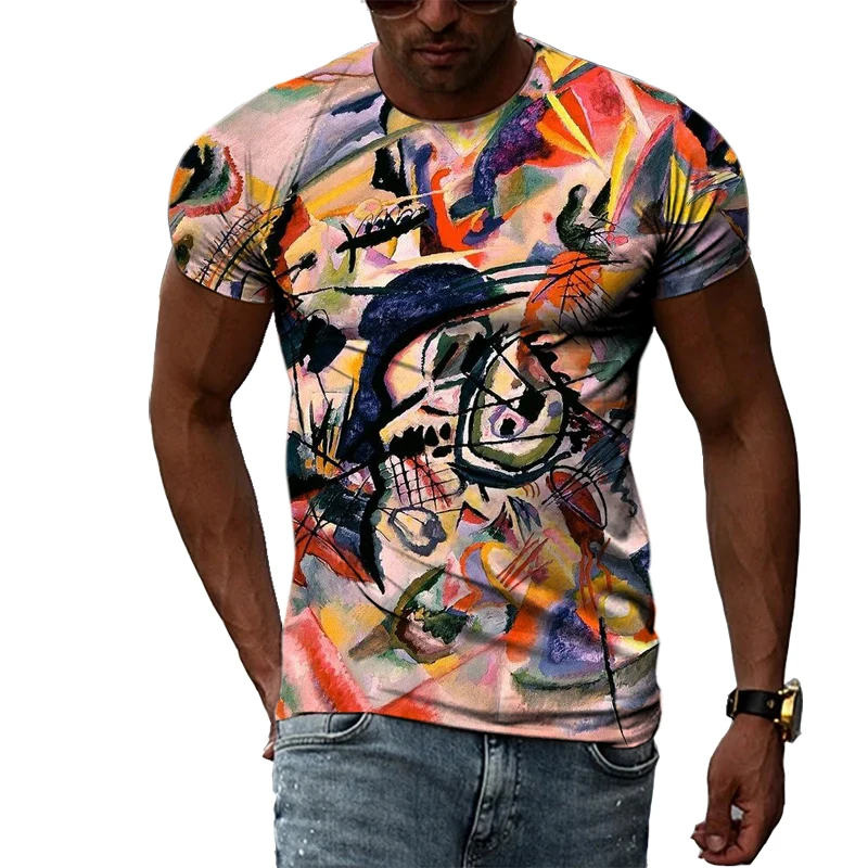 Hip Hop Graffiti Painting 3D Print Short Sleeve T-shirt For Men Summer Harajuku Personality Street Style Casual O-neck Tees Tops