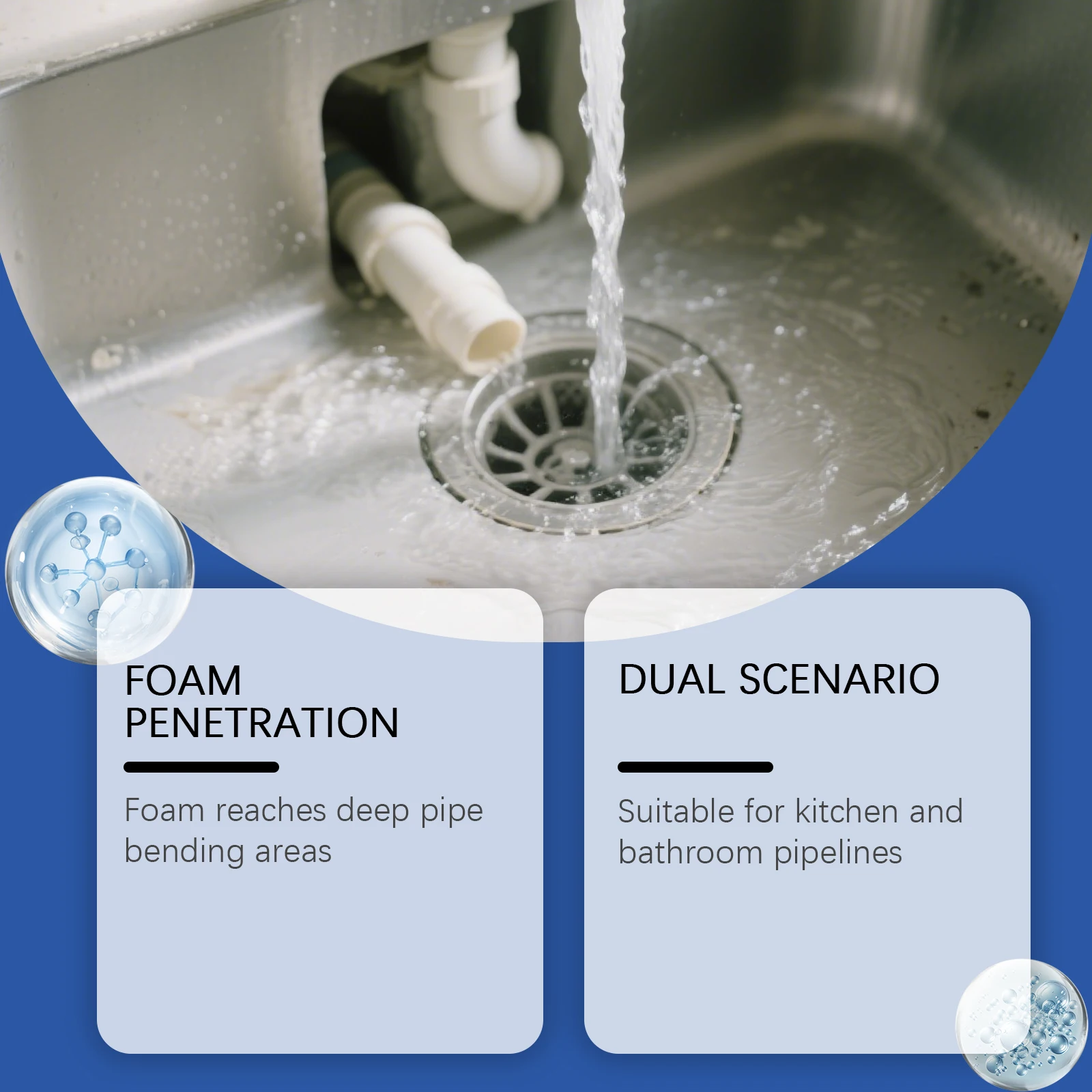 Foaming Pipe Unclogger Agent Sewer Dredge Dissolve Hair Grease Shower Sink Odor Remover Kitchen Bathroom Pipeline House Cleaner