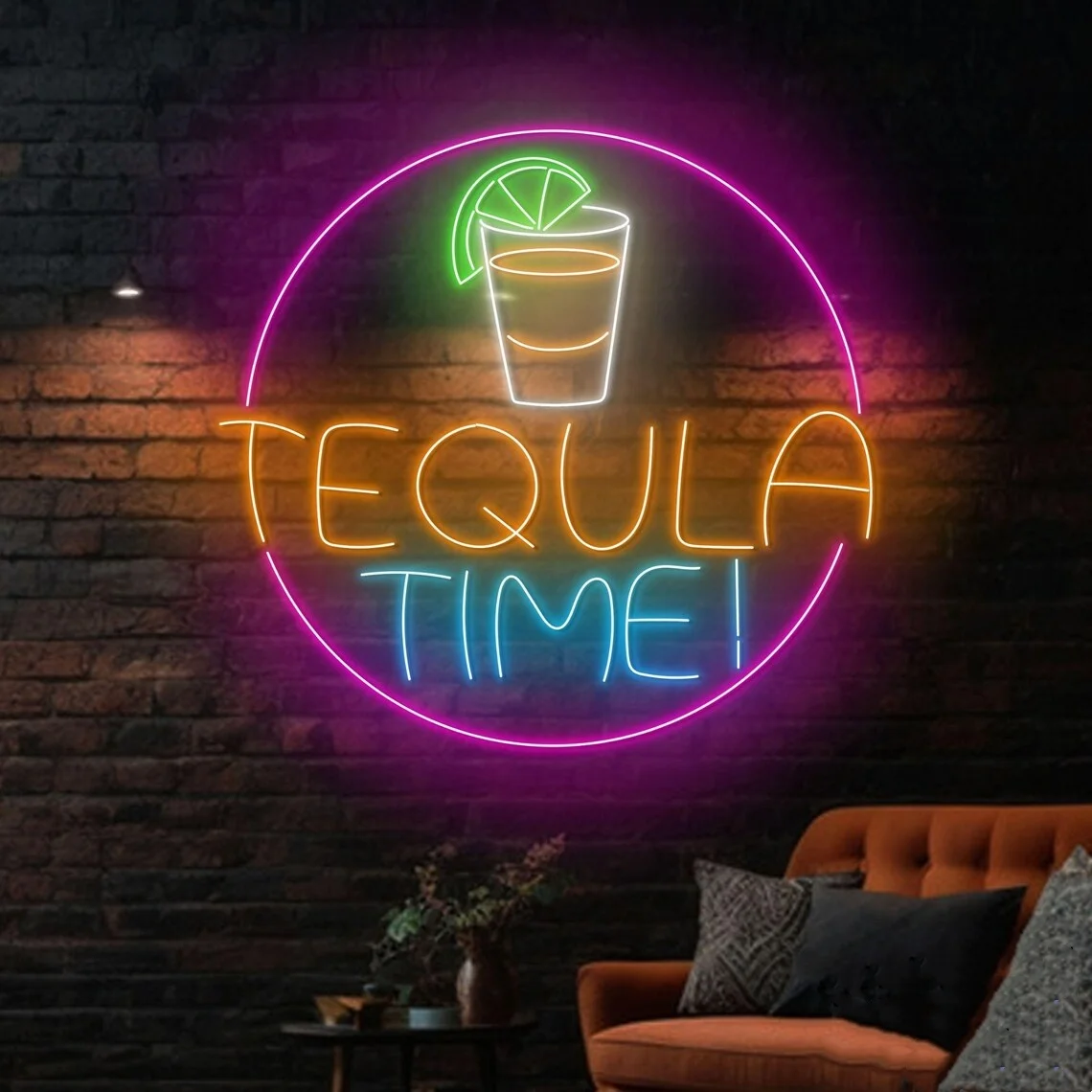 Tequila Time Neon Sign Tequila Cocktail Neon Bar  Home Wall Art Decor