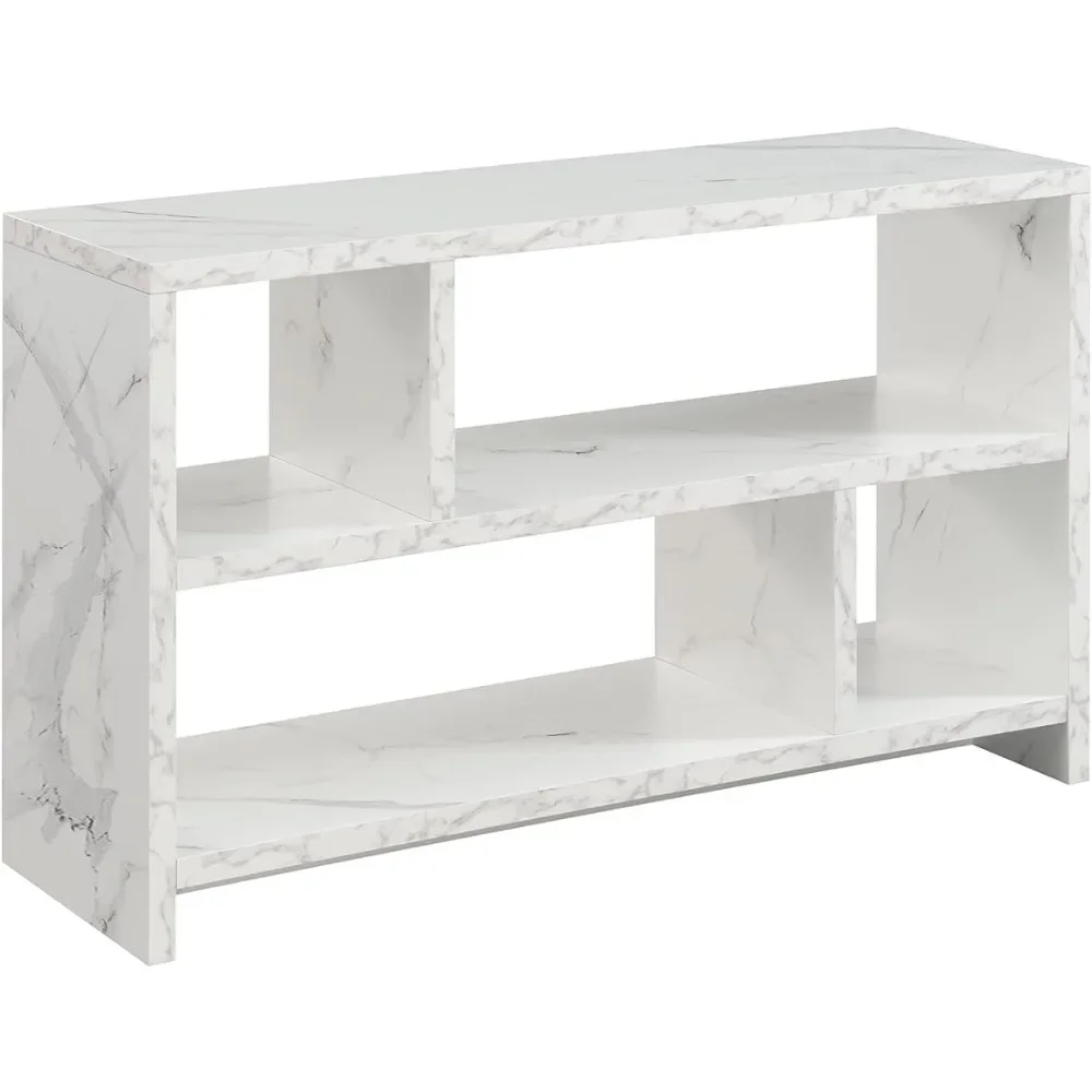 TV Stand Console With Shelves Tv Stand Living Room Furniture White Faux Marble freight Free