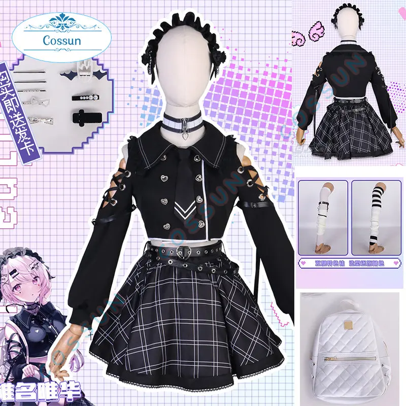 Anime Vtuber Nijisanji Shiina Yuika Cosplay Costume Uniform Lovely Lolita Dress Role Play Clothing Backpack XS-XL