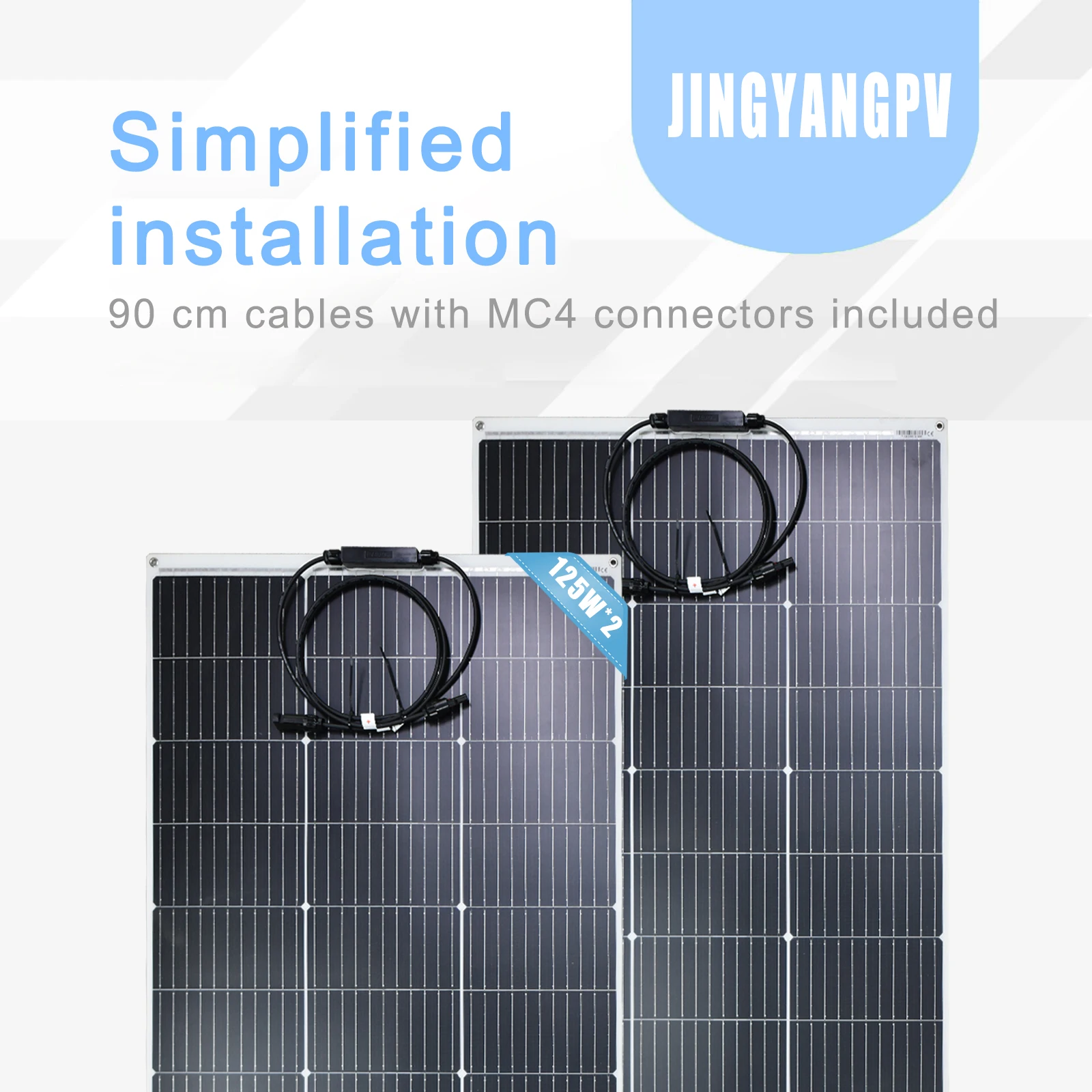 Image of 250W Flexibles Solarpanel (125W X 2 Stück) Hohe Umwandlungseffizienz 23% für Balkonkraftwerke, Wohnmobile, Boote, Dach, Camping