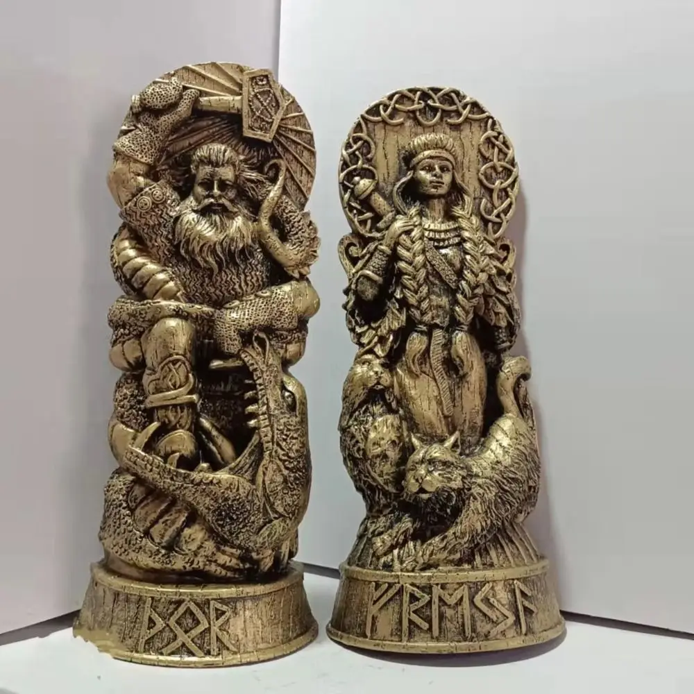 Escultura Retro de Dioses Nórdicos, Artesanía en Resina, Adornos de Dioses Vikingos, Estatua Coleccionable de la Mitológica Freya