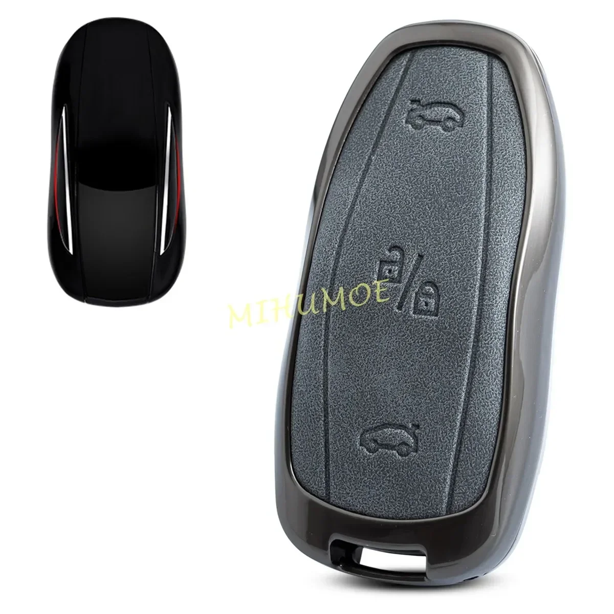 Autosleutel Cover Shell Voor 2016-2024 Tesla Model X Metalen Lederen Case Houder Protector 2023 2022 2021 2020 2019 2018 Accessoires