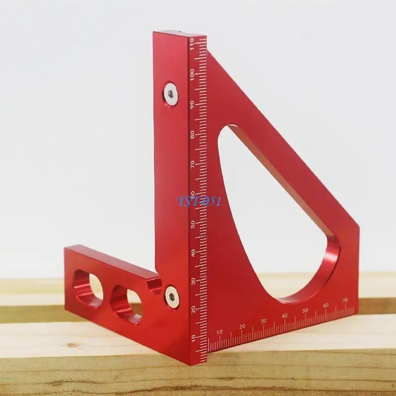 

E15A Professional Red Colour Measuring & Layout Tools Scribing Triangular Ruler Aluminum Alloy Miter Carpenter Woodworking