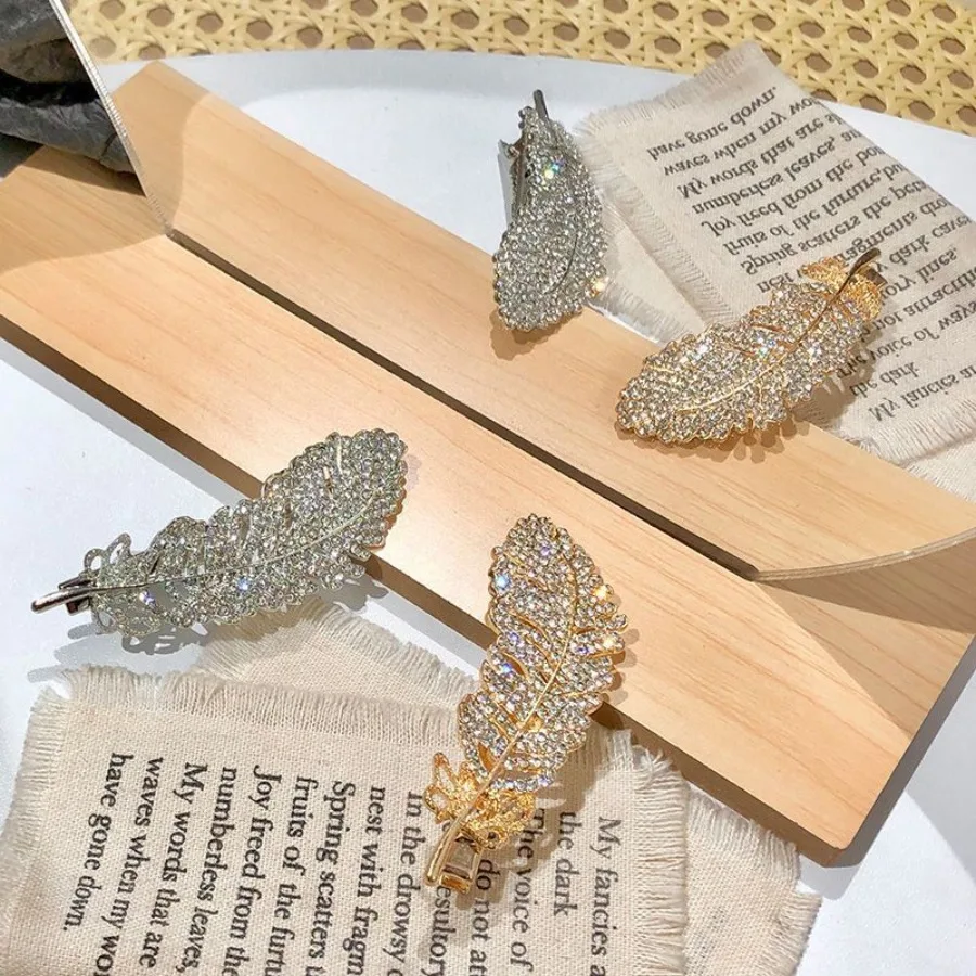 Feather pearl hairpin clip headwear Korean hairpin net red top clip Liu Hai duckbill clip Back head hair jewelry