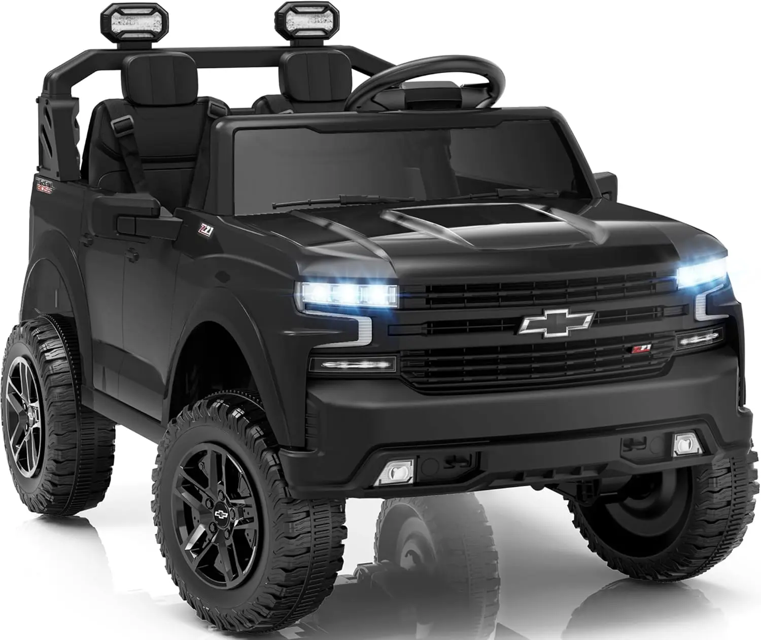 

First Ride On 24V 2 Seater Ride on Toys Licensed Chevrolet Silverado, Electric Vehicle with Remote Control and Seat Belts, Elect