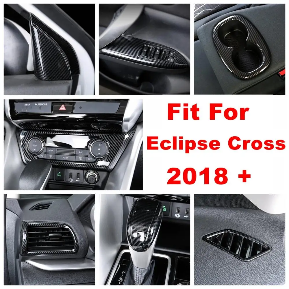 

Window Lift Button / Pillar A Fame / Water Cup Panel Cover Trim For Mitsubishi Eclipse Cross 2018 -2022 Carbon Fiber Accessories