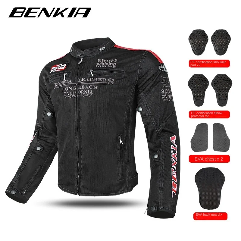 

BENKIA HDF-JS93 Motorcycle Jacket Men's Racing Jacket Spring Summer Fall Mesh Breathable Drop Resistant Motorbike Jacket