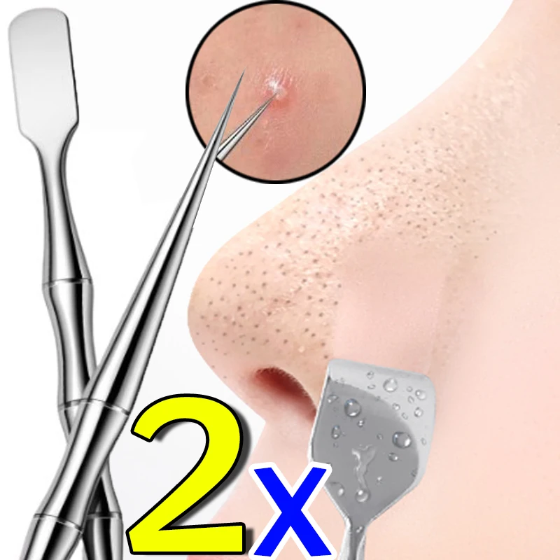 Stainless Steel Blackhead Scraper Acne Needle Removal Treatment Face Pore Cleaning Massage Beauty Shovel Face Blemish Care Tool