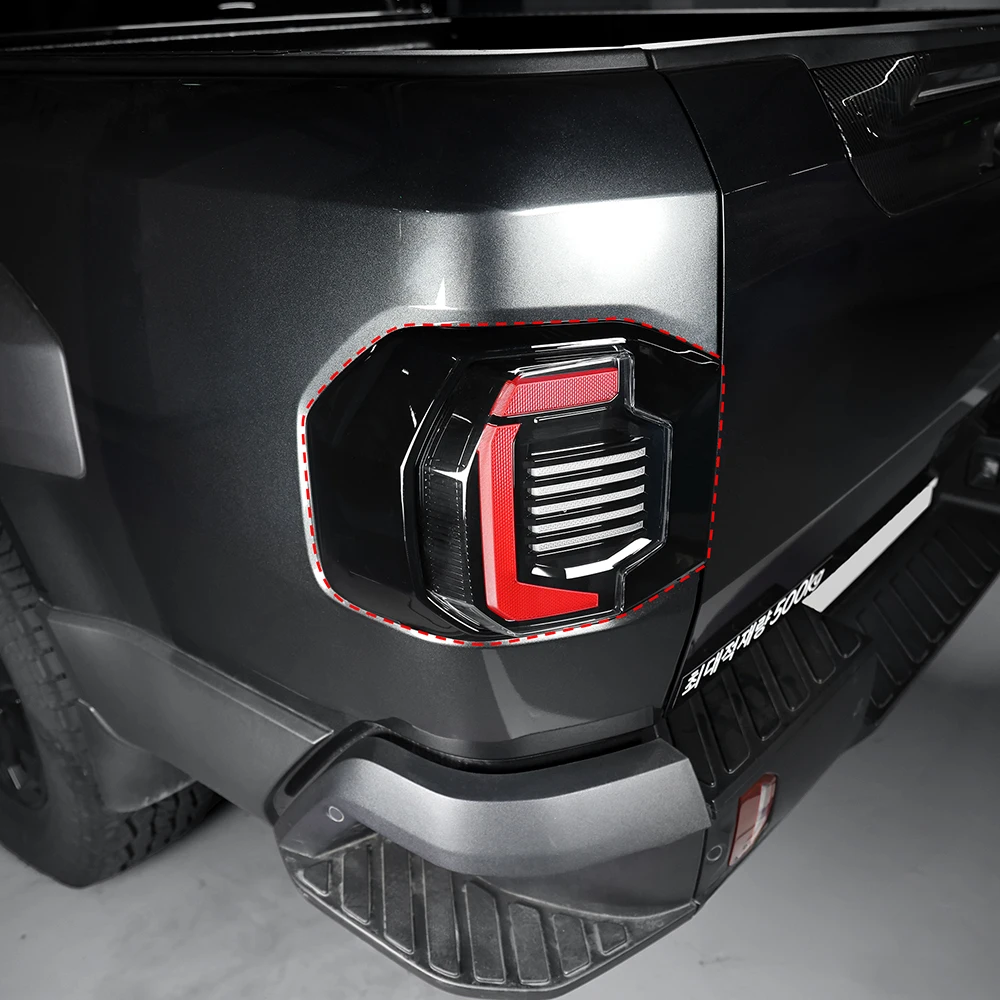 

For Kia TASMAN 2025 2026 2PCS Black Carbon Fiber ABS Car Taillight Cover Trim Car Decorative Strips Accessories