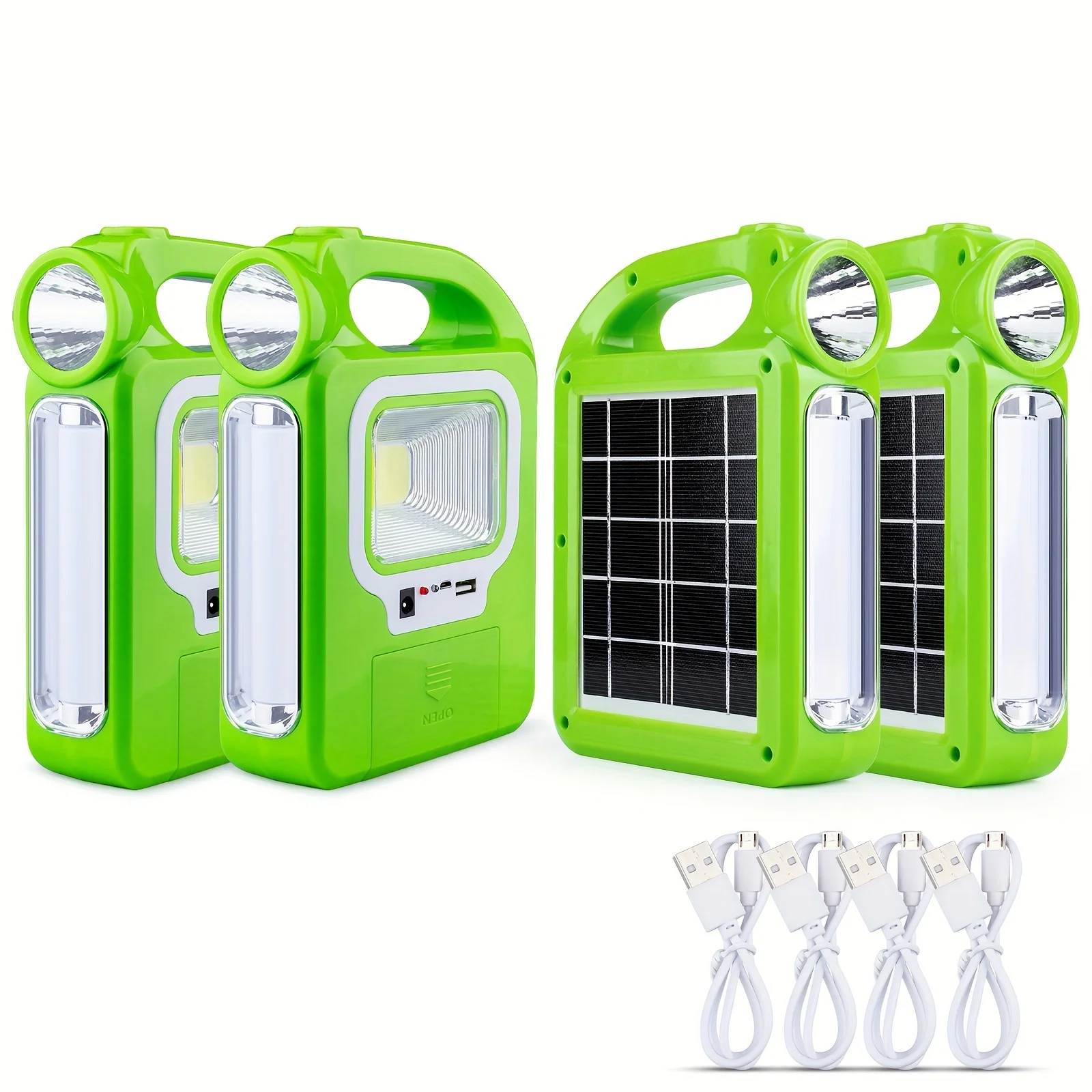 Lanterna solar para acampar, Luzes de acessórios essenciais, Lanterna LED recarregável, Luzes de tenda para emergência, Pacote 4