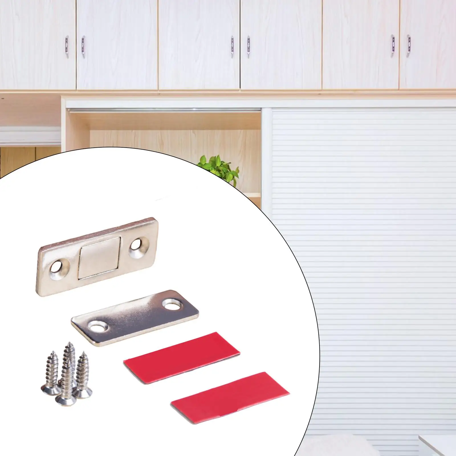 Cabinet Door Catch Easy Install Thin Firmly Fixed with Tapes Sturdy with Screws Drawer Catch Cupboard Catch for Kitchen Bathroom