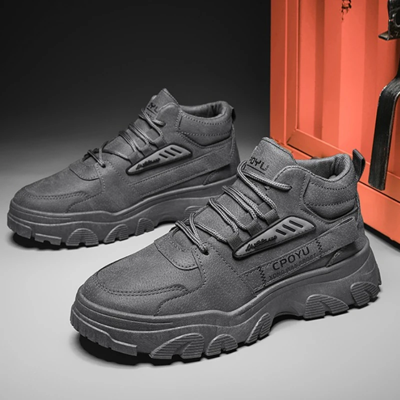 

Winter High-top New Men's Shoes with Fleece Are Trendy Versatile and Warm Outdoor Warm Anti-slip Fleece Flat Snow Boots