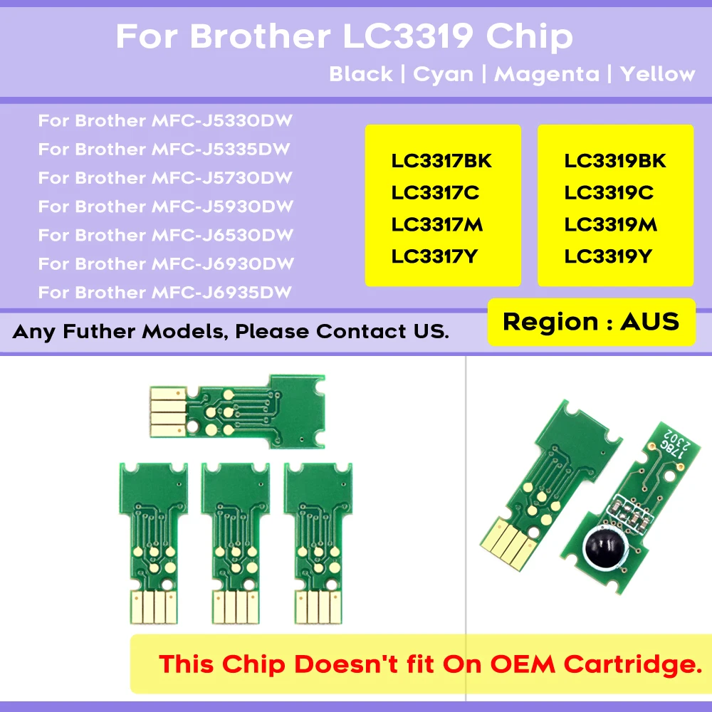 LC3317 LC3319 Disposable Chip For Brother MFC-J6530DW J6930DW J5330DW J5730DW J6730DW Inkjet Printer