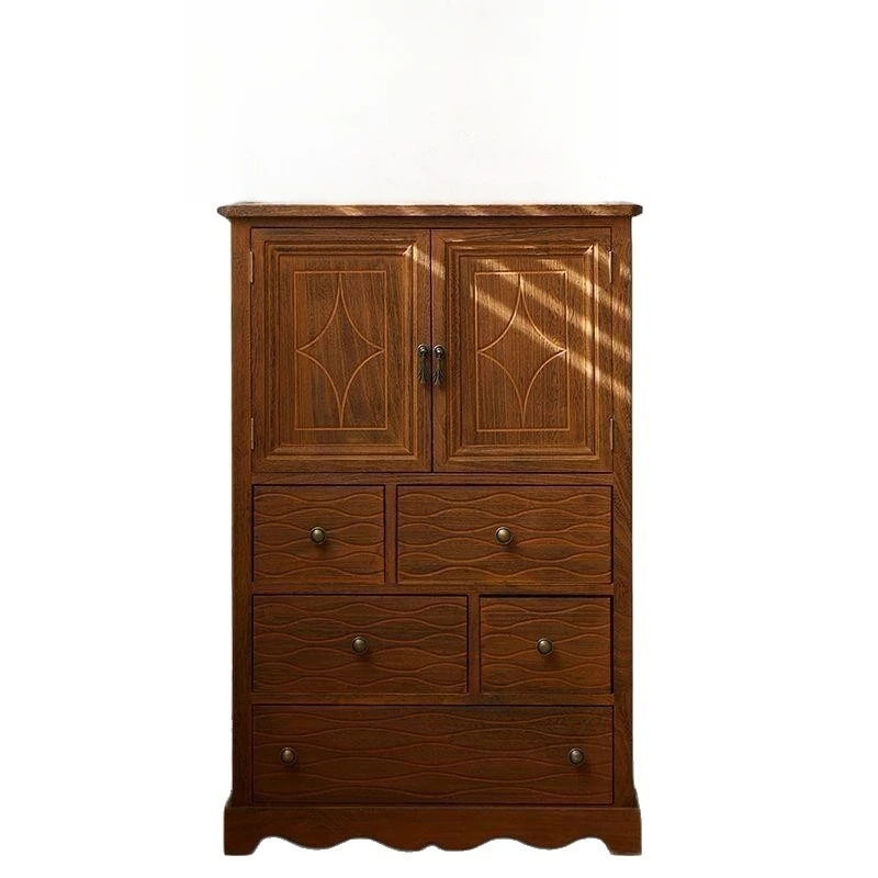 Chest of drawers, solid wood, living room storage cabinet, bedroom and home vintage renovation