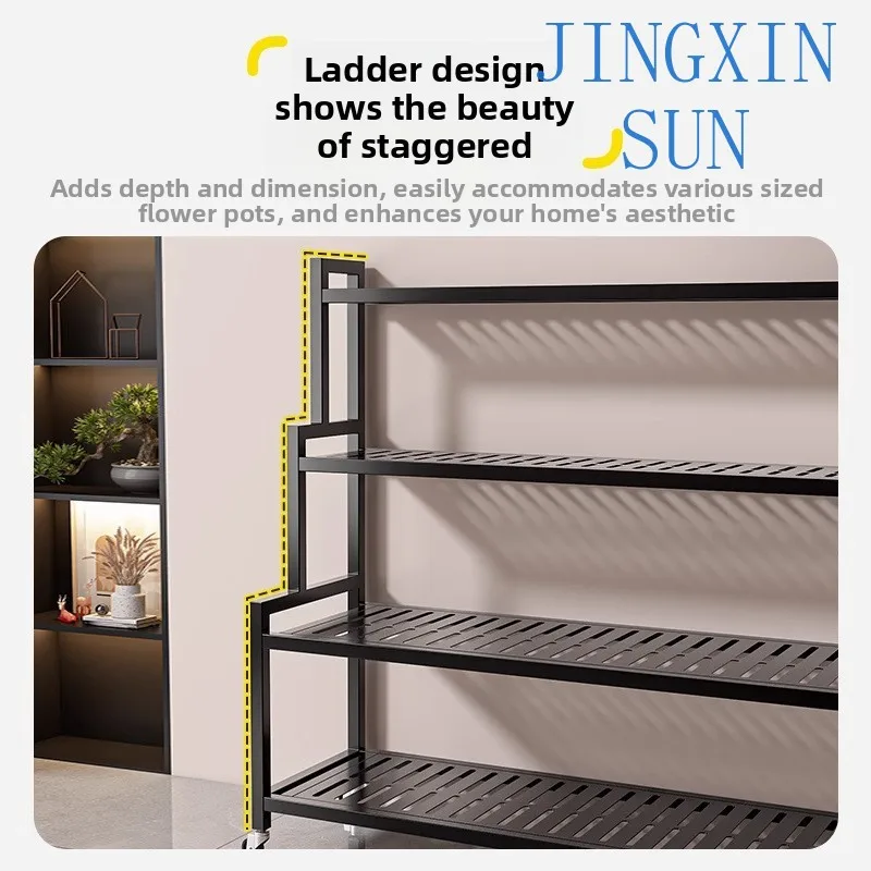 Wrought iron flower stand living room floor-to-ceiling balcony rack stepped multi-layer plant pot bracket flower rack