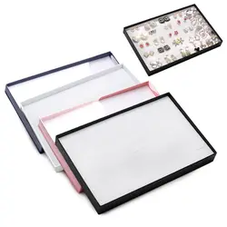 Estante de exhibición de anillos y pendientes, vitrina de joyería con cubierta transparente de papel, escaparate de anillos, pulsera, bandeja de joyería de esponja de 100 agujeros