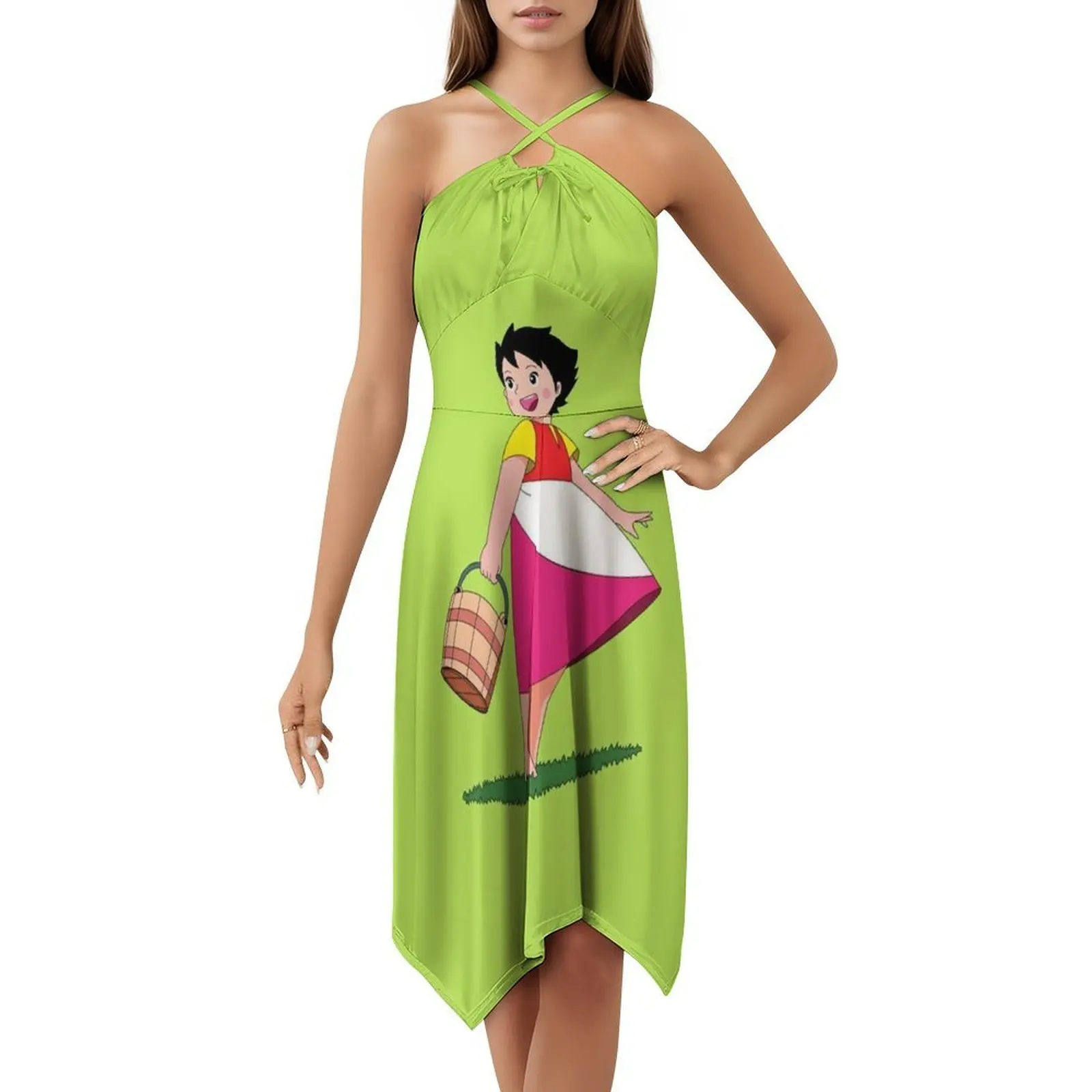 فستان Happy Heidi النسائي الهيب هوب ملابس الشارع الشهير جرافيك مطبوع للحفلات ملابس للنادي Heidi Heidi Story ريترو كارتون فستان نسائي ريترو #5