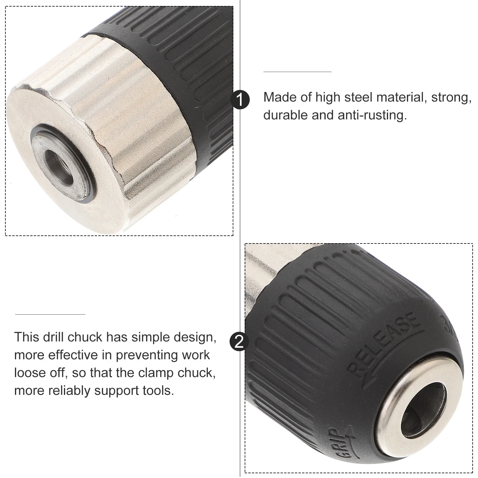 1Pcs Hand Drill Keyless Drill Chuck 2-13mm Steel Adapter Durable Anti-Rust Converter for Various Drilling Tasks