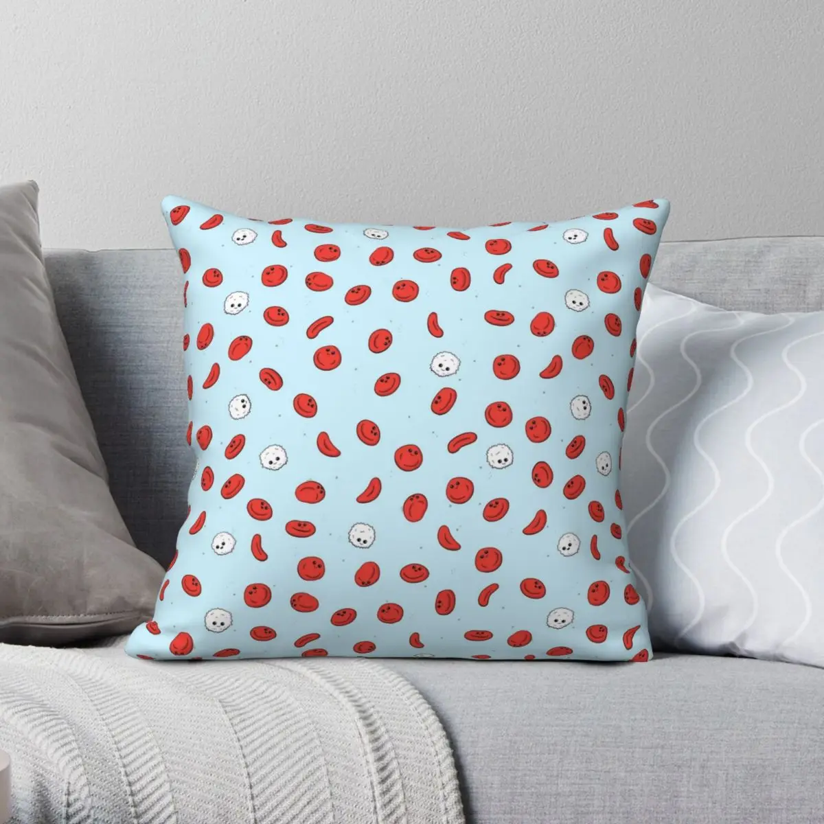 

Cute Blood Cells Pattern Pillowcase Polyester Linen Velvet Creative Zip Decor Throw Pillow Case Home Cushion Cover