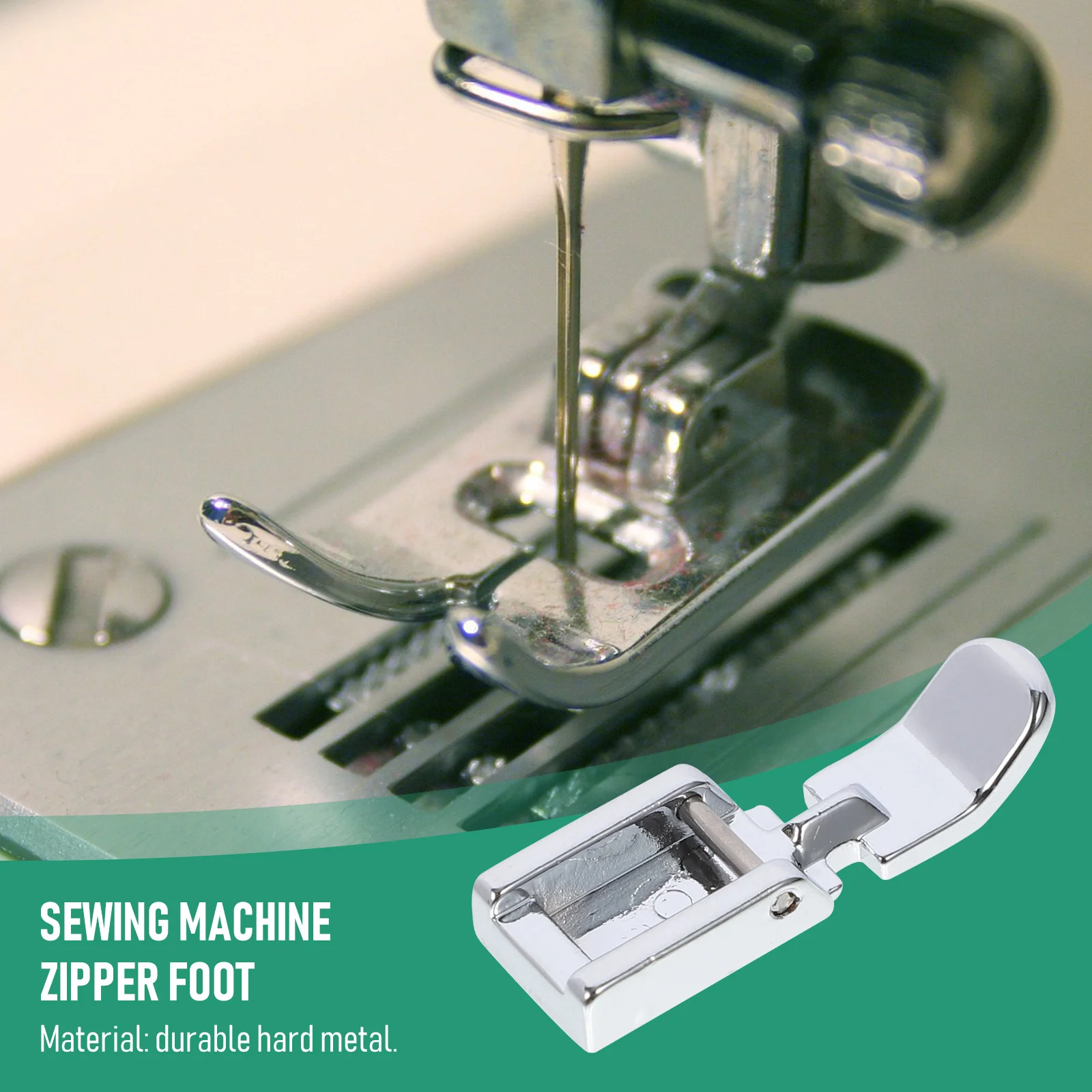 

Durable Hard Metal Zipper Presser Foot For Sewing Machine Clip On No Screwdriver Narrow Compatible With Feiyue