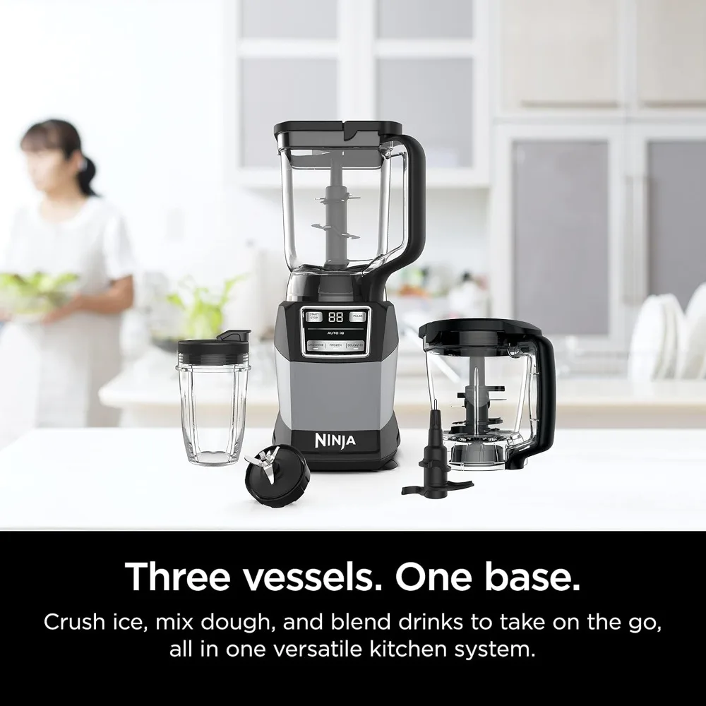 Compact Kitchen System, 1200W, 3 Functions for Smoothies, Dough & Frozen Drinks