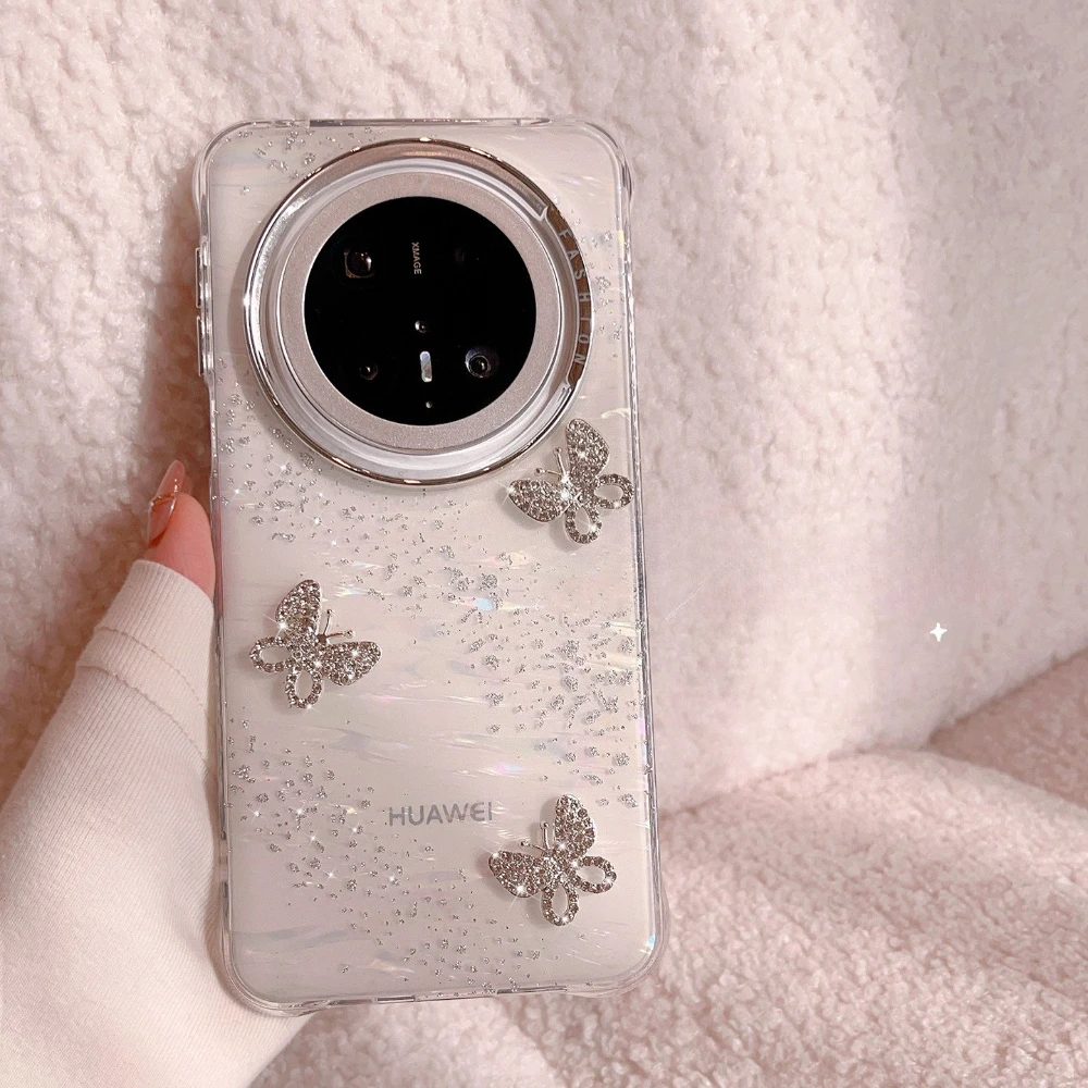 

Роскошный блестящий чехол-бабочка для Huawei Mate 70 60 Pro Pro+, универсальный противоударный защитный чехол с украшениями и защитой от падения
