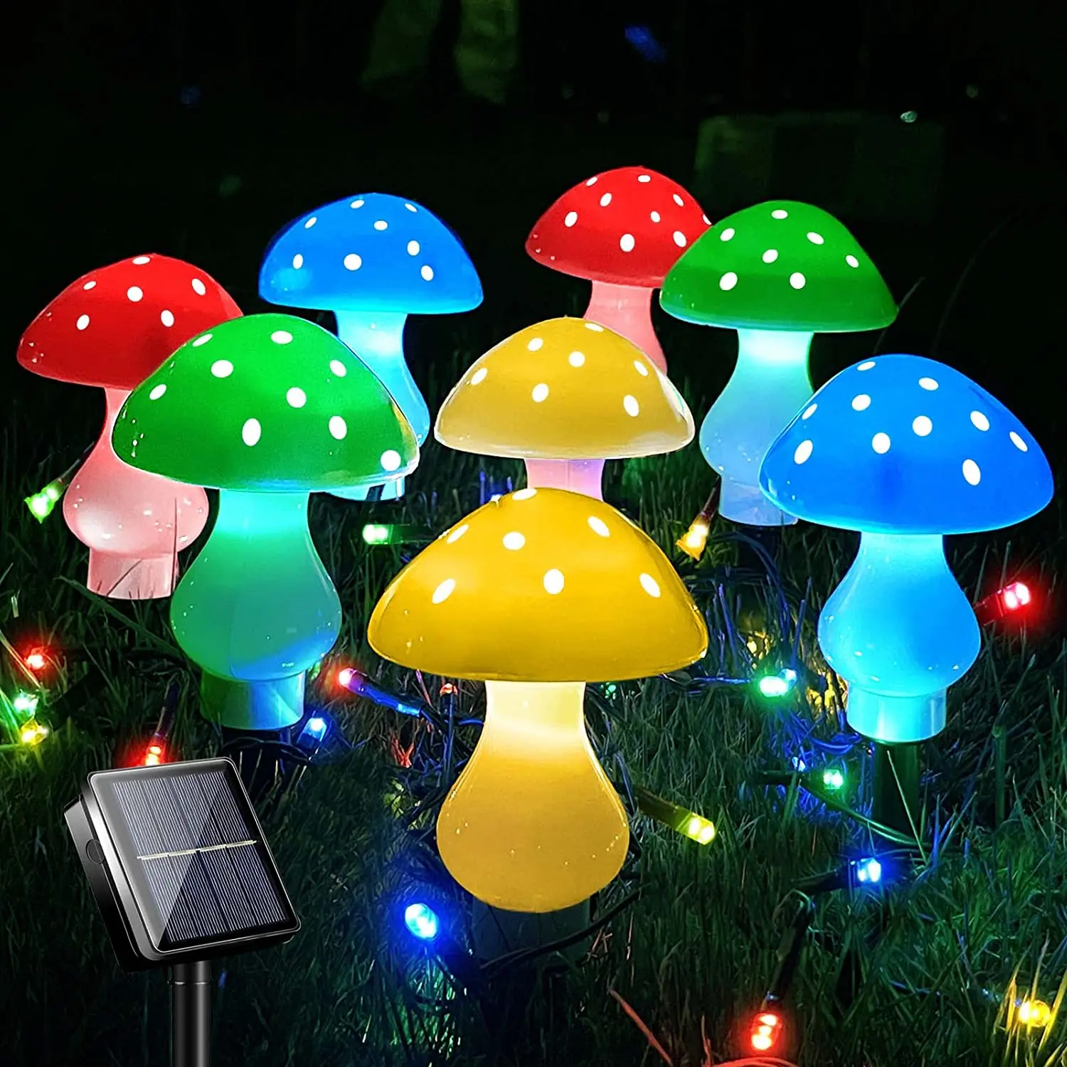 Outdoor Solar Garden Light 8 Pack Solar Mushroom Light 8 Modes Waterproof Solar Landscape Light For Yard Patio Decor Multicolor