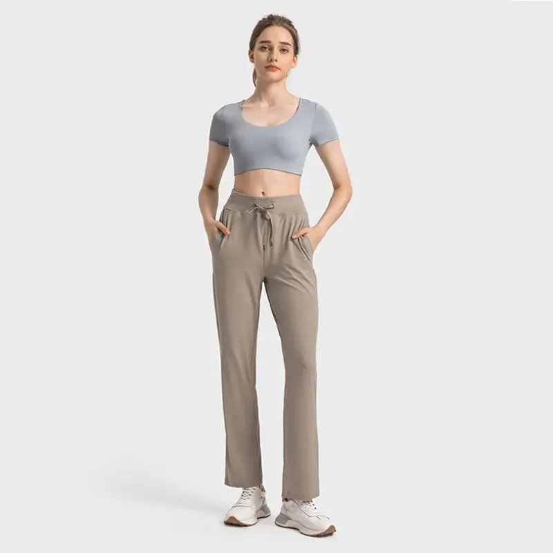 LOERSS-Pantalon de yoga pour femme, taille haute, slim, droit, sport, jogging, extérieur, leggings, décontracté, polyvalent, sportif, fjFitness