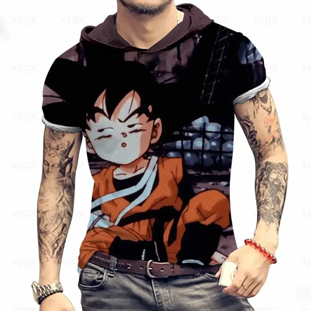 T-shirt de manga curta de Dragon Ball Z masculina com capuz, Goku, Vegeta, Saiyajin, Majin, Buu, Y2K, Harajuku, Cool Anime, Verão, Novo, 2021