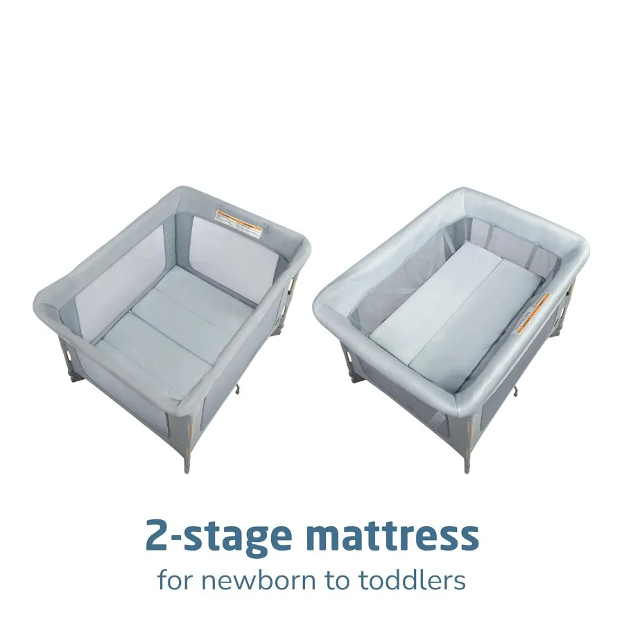 Swift Baby Playard con tappetino, box per bambini, cortile da gioco con culla, box portatile per neonati e bambini piccoli, ardesia classica