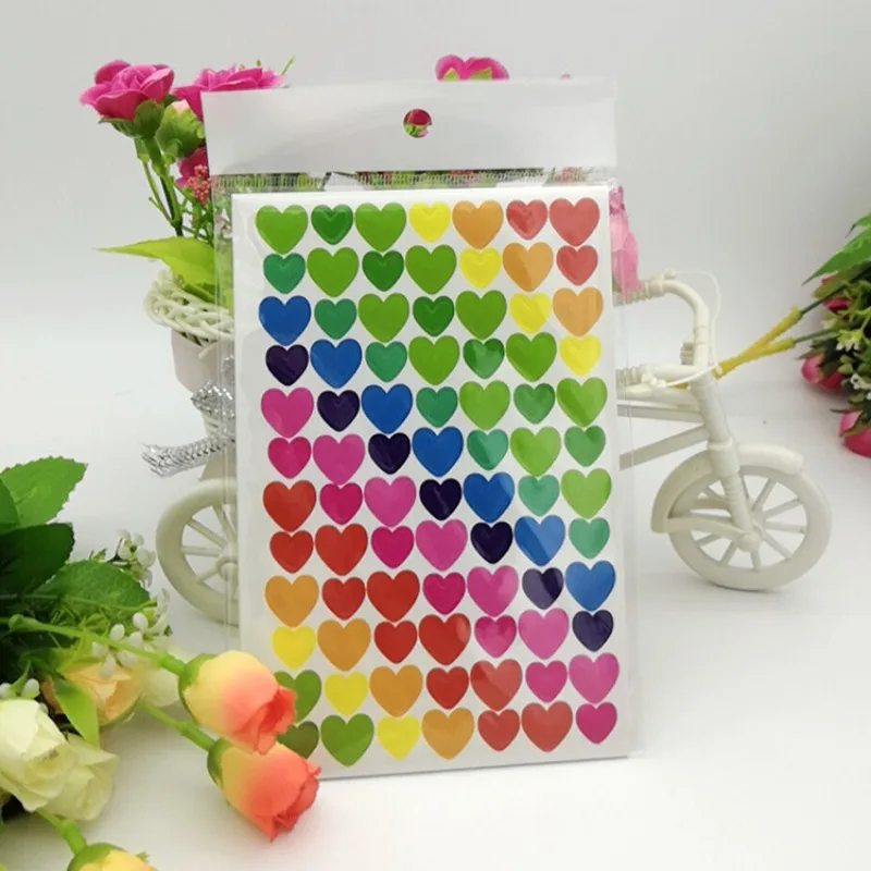10sheet/set INS Casual Heart Shape Stickers for Kids Mini Adhesive Dots for Craft Scrapbooking Gift Wrap Colorful Seal Sticker