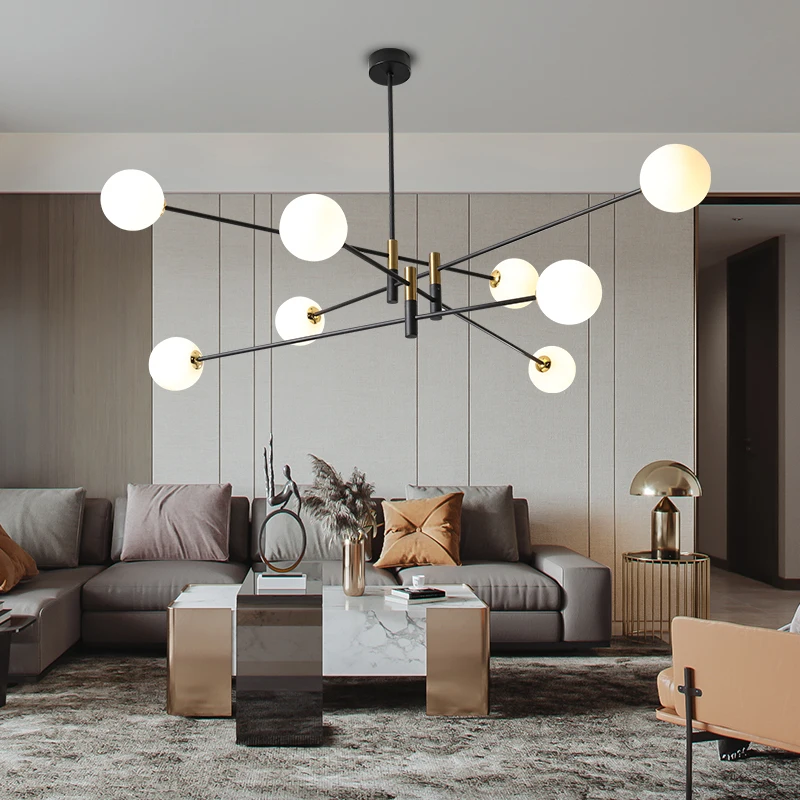 

Nordic living room chandelier, Guangdong Zhongshan lamps, magic bean lamp, 2023 new small apartment molecular lamp, household ma