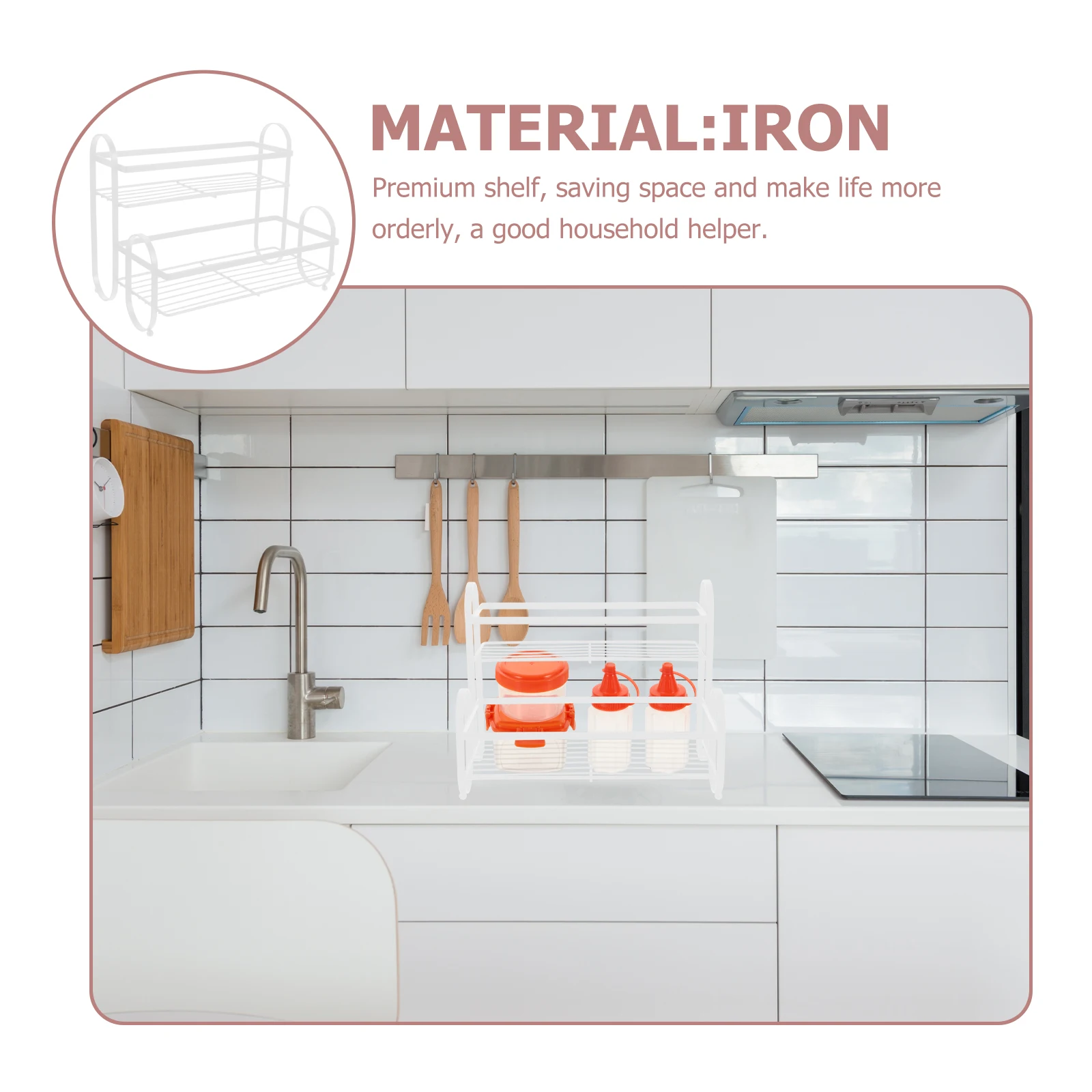 

Double Layer Spice Seasoning Shelf Organizer Iron Kitchen Storage Rack Condiment Holder Desktop Organizer Shelf Large