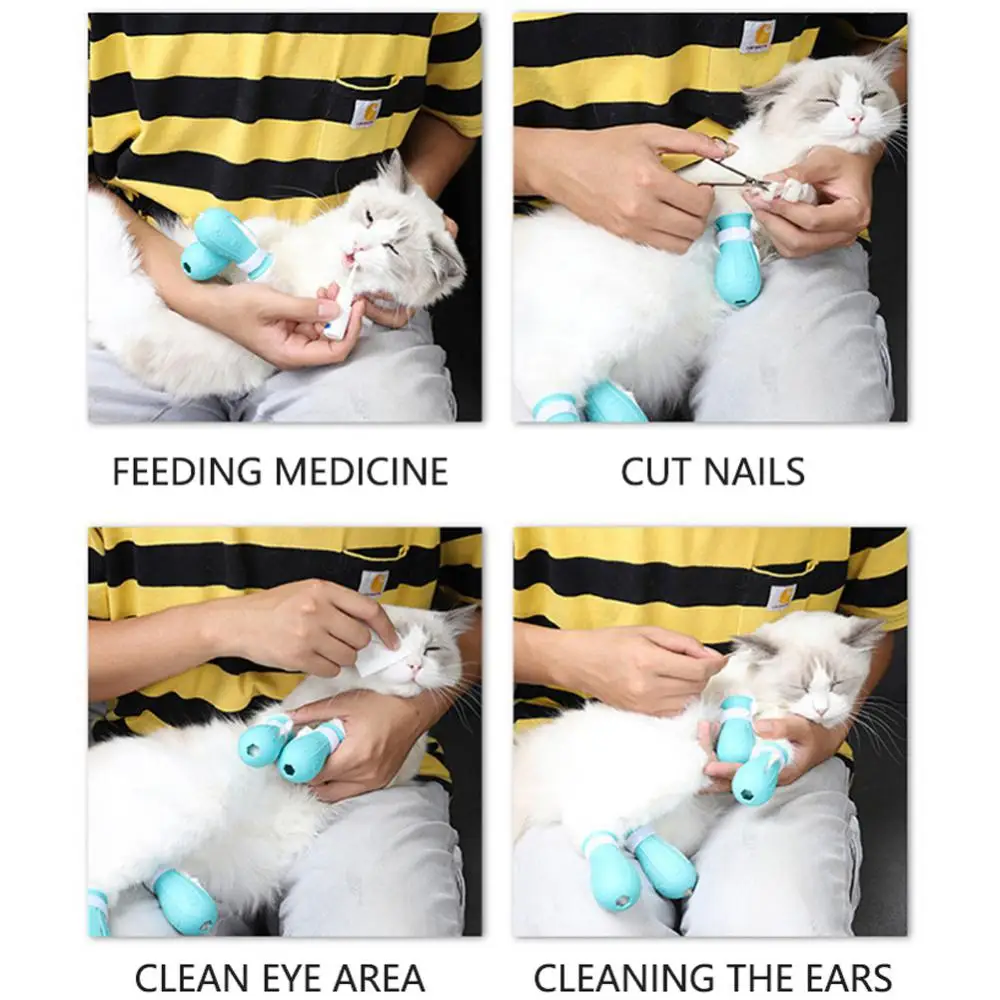 Pet Bath Boots For Grooming Bathing Shaving Anti-scratch And Bite Soft Silicone Cat Supplies Pet Bath Paw Cover Convenient