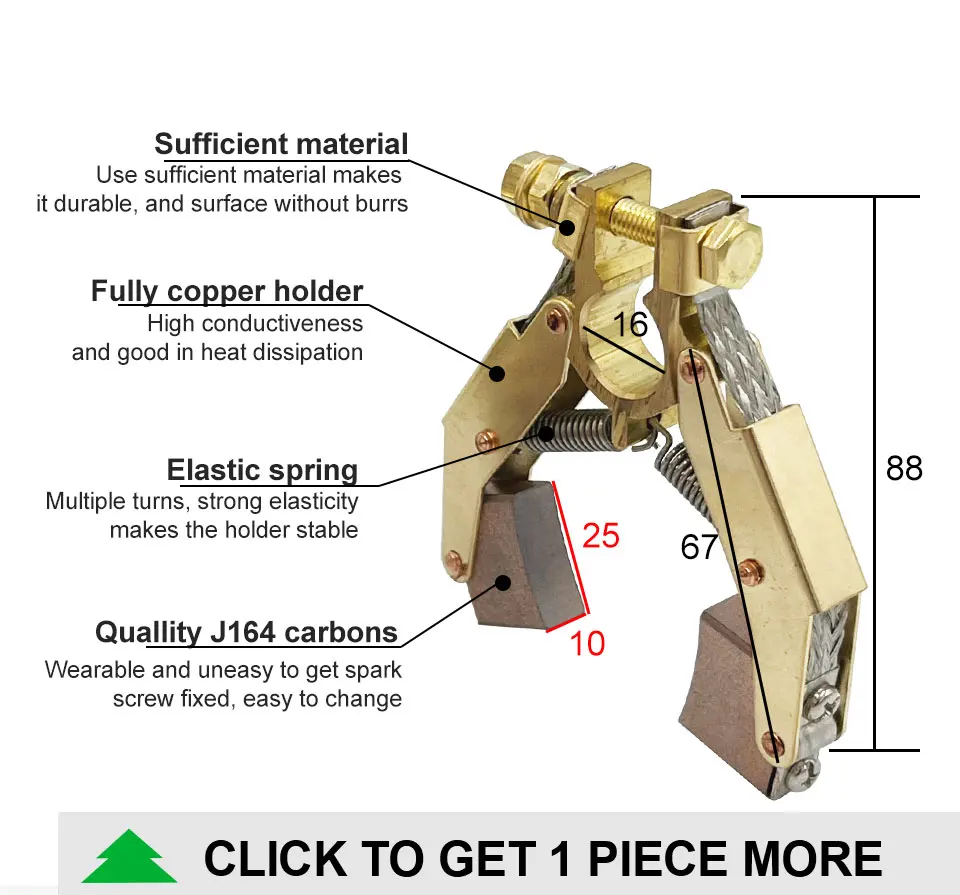 Jumpasit 4 Stück 10 x 25 Kupfer-Kohlebürstenhalter, Fischgrätenhalter, Montage 220 V – Detail 2