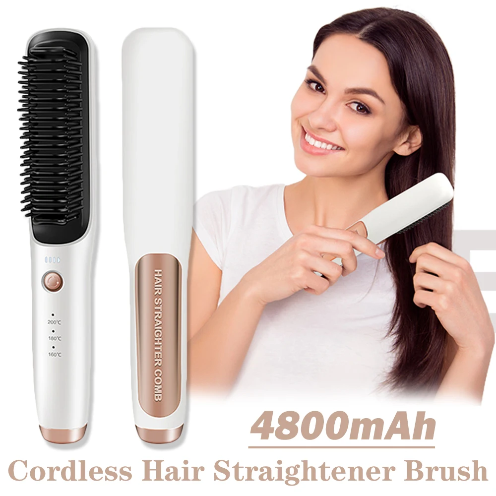 Wireless straight hair comb,roll and straighten dual-use portable board clip no damage to hair, hair stylingUSBhome straightener