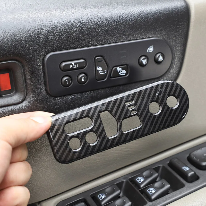 

Car Seat Memory Button Decorative Frame Sticker ABS Carbon Fiber/Silver For Hummer H2 2003-2007 Car Interior Accessories
