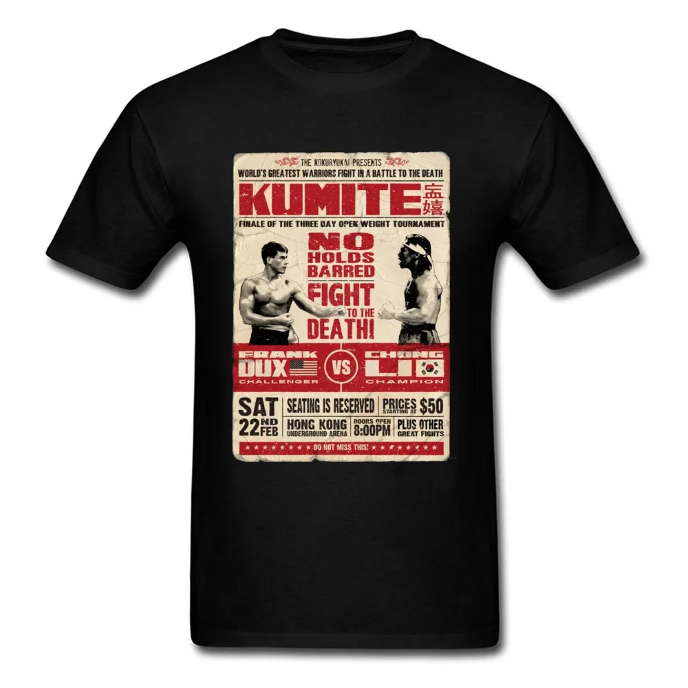 Kumite Poster Karate T Shirt Taekwondo Box Men Tshirts Vintage Style Print 3D T-Shirt Black 100% Cotton Men Top T-shirts