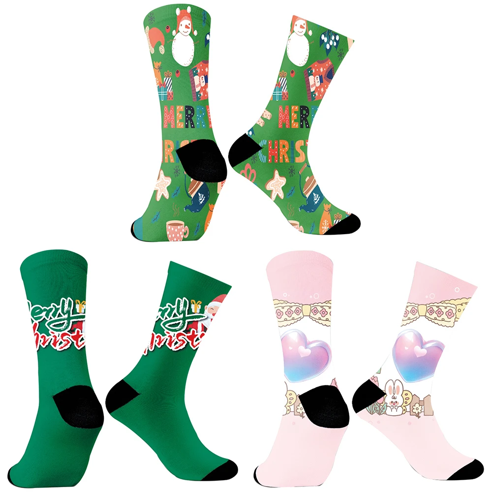 Chaussettes élégantes personnalisées coordonnantes pour couple, chaussettes respirantes pour l'escalade, chaussettes de Noël, hiver, nouveau, 2024