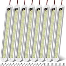8 PCS 12v LED Interior Light Bar, 120LEDs 1500LM 8W DC 12 Volt led Strip Lights with ON/Off Switch, for Enclosed Cargo