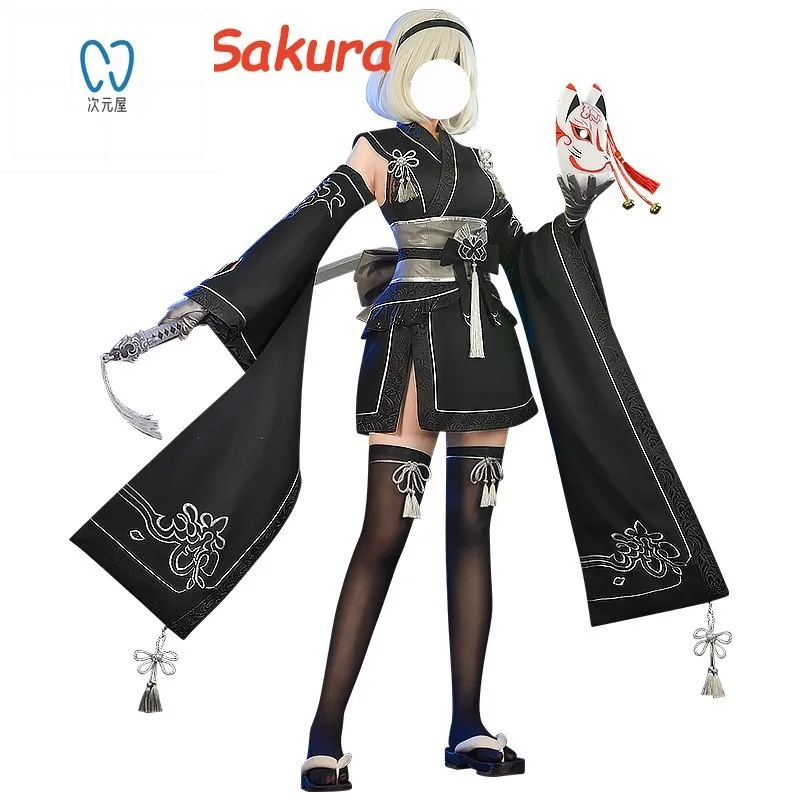 2B Cosplay Game NieR:Automata Cosplay 【Size S-2XL】SakuraSakur-SR YoRHa No. 2 Type B Women Halloween NieR Kimono Plus Size