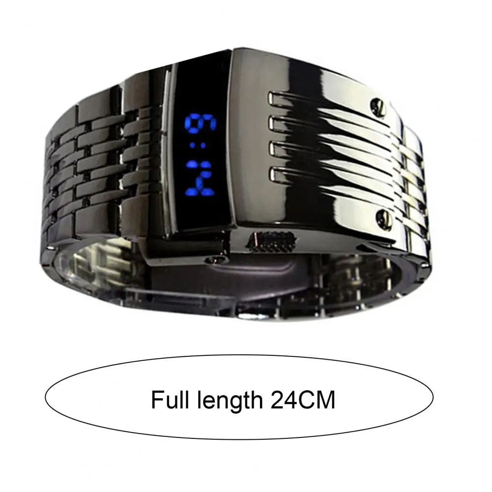 Watch Men Digital LED Gift Electronic Wrist Watch Fashion Blue Display Wide Stainless Steel Band Часы Мужские